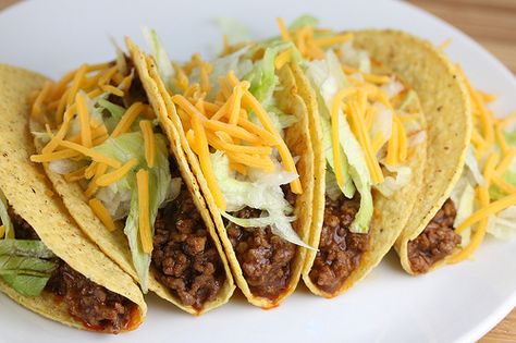 This recipe for Taco Bell Copycat Tacos is just the recipe you are craving. The taco recipe incorporates all the right seasonings to give the distinctive Taco Bell flavor. Taco Bell Tacos, Recipes Pineapple, Taco Bell Copycat, Taco Bell Recipes, Recipe Mexican, Recipe List, Recipes Mexican, Taco Pasta, Taco Pizza