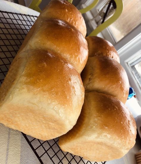 Cooling from the oven Who doesn’t appreciate soft delicious home made bread. For me, there is nothing more comforting than the scent of bread right out of the oven ; permeating the entire hou… No Knead Bread Recipe, Bosch Mixer, Newfoundland Recipes, Easy Mug Cake, Cinnamon Roll Bread, Home Made Bread, Bread Tin, Knead Bread Recipe, Bread Makers