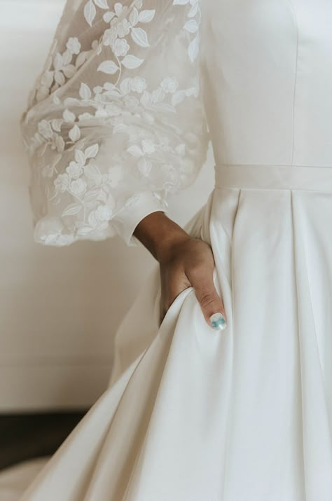 Margene's Modest Paige | Margene's Bridal Old Money Wedding Dress Modest, Katb Ketab Dresses, Bridal Nikkah Dresses, Mormon Wedding Dresses, Godly Wedding, God Keeps His Promises, Church Wedding Dress, Minimal Decoration, Temple Dress