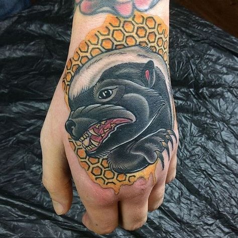 Honeybadger Tattoos, Honey Badger Tattoo, Badger Tattoo, Traditional Sleeve, Honey Badger, Book Tattoo, Badger, Anime Tattoos, Old School Tattoo