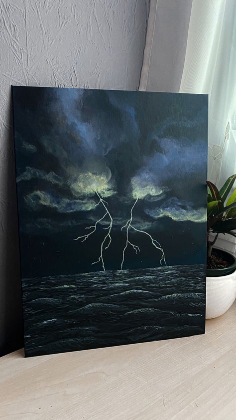 Storm At Sea Painting, Storm Painting Acrylic, Sea Storm Painting, Storm Sketch, Storm Drawing, Random Painting, Storm Painting, Sea Drawing, Storm Art