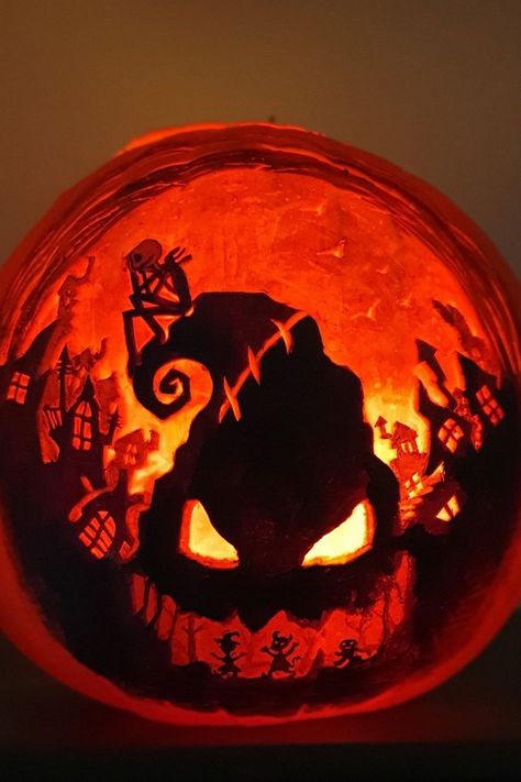 Oogie Boogie Pumpkin Carving, Jack Skellington Pumpkin Carving, Carvings Designs, Oogie Boogie Pumpkin, Pumpkin Etching, Halloween Pumpkins Carvings Designs, Pumpkin Carving Stencils Templates, Nightmare Before Christmas Pumpkin, Halloween Pumpkin Stencils