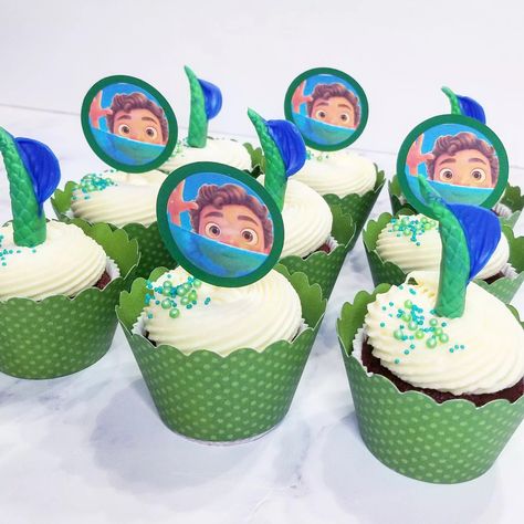 Luca Birthday Cupcakes, Luca Cupcakes Ideas, Luca Cupcakes, Luca Party, Ideas Para Cumpleaños, Luca Birthday, Disney Luca, Luca Disney, Disney Cupcakes