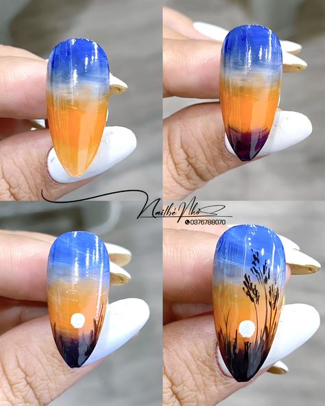 Scenery Nail Art Designs, Scenery Nail Art, Landscape Nail Art, Rosy Nails, Quick Nail Art, Beach Nail Art, Nail Art Designs Images, Art Deco Nails, Gel Nail Art Designs