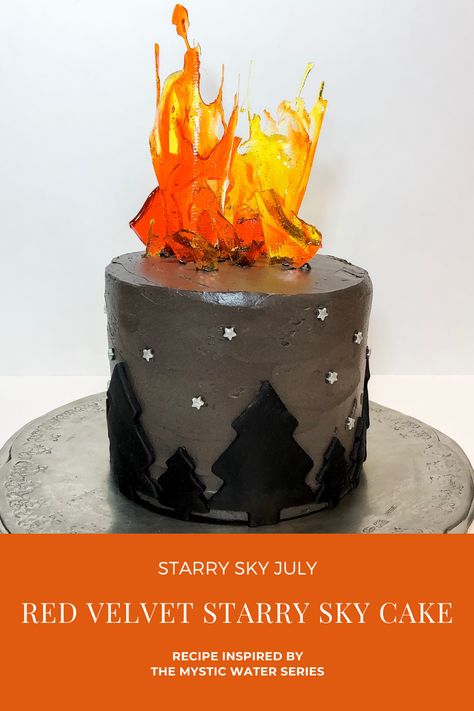 Isomalt Flames, Elemental Cake, Mountain Cakes, Isomalt Cake, Sky Cake, Firefighter Cake, Fire Fighter Cake, Fire Cake, Mountain Cake