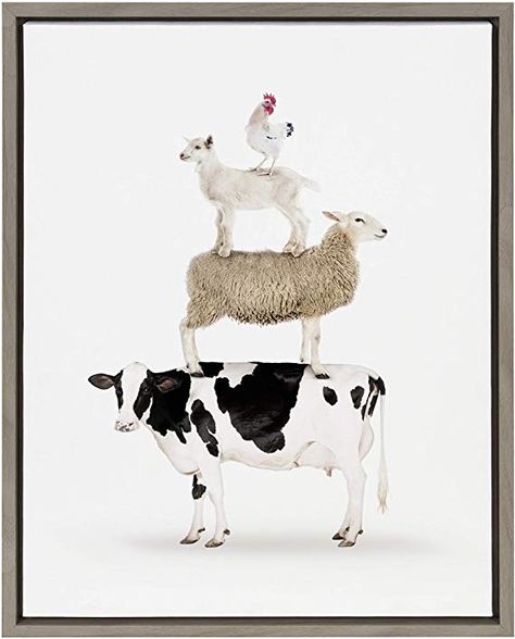 Amazon.com: Kate and Laurel Sylvie Stacked Farm Animals Framed Canvas Wall Art by Amy Peterson, 18x24 Gray, Funny Farm Animal Wall Decor: Kitchen & Dining Stacked Farm Animals, Funny Farm, Animal Wall Decor, Animal Canvas, Modern Farmhouse Decor, Farm Animal, Framed Canvas Wall Art, Wall Art Canvas Prints, Classic Art