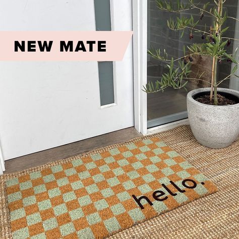 Add some personality and playfulness to your front door with our NEW Hello Checkmate doormat! 😍 Available in Sage, Sand & Blush Cool Doormats, Punch Needle, Curb Appeal, Door Mat, Feel Good, Home Accessories, Front Door, Blush, Feelings