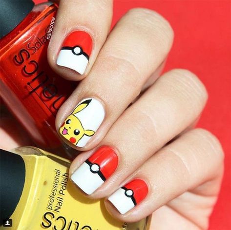 Pokemon Nail Art, Pikachu Nails, Nails Cartoon, Cartoon Nail Designs, Kids Nail Designs, Purple Nail Art, Magic Nails, Nail Art Salon, Modern Nails