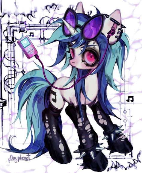 Vinyl Scratch, A Girl, Dj, Vinyl, Purple, Hair, Blue