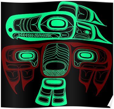 Native American Style Art: Tlingit thunderbird Poster Arte Haida, Native Artwork, Pacific Northwest Art, Haida Art, Inuit Art, 1 Tattoo, Northwest Coast, American Indian Art, Canadian Art