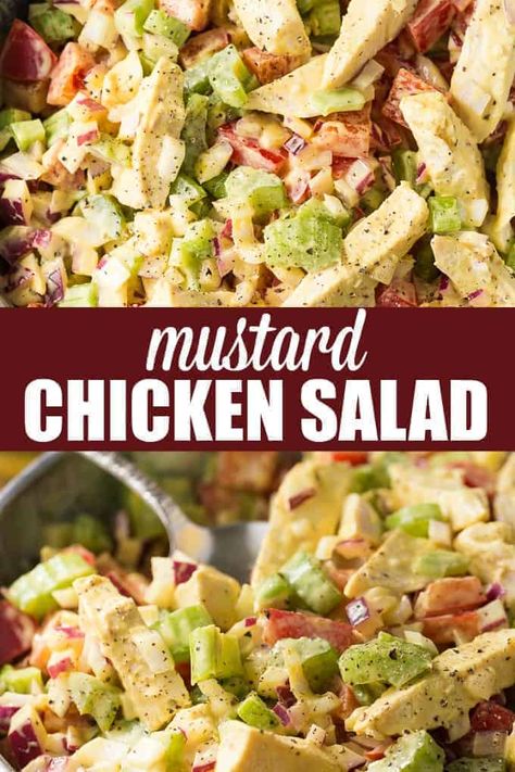 Chicken Mustard, Mustard Chicken Salad, Mustard Chicken Recipes, Summer Chicken Recipes, Greek Chicken Salad, Mustard Recipe, Healthy Chicken Salad, Simple Salad, Chicken Salad Recipe