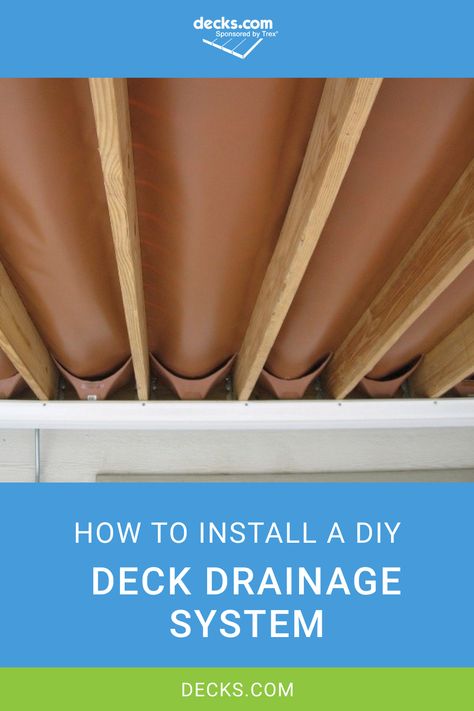 Under Deck Posts Ideas, Deck Drainage Ideas, Diy Under Deck Ceiling, Diy Under Deck Drainage, Deck Drainage System, Under Deck Waterproofing Diy, How To Build An Under Deck Roof, Deck Plans Diy, 2nd Story Deck