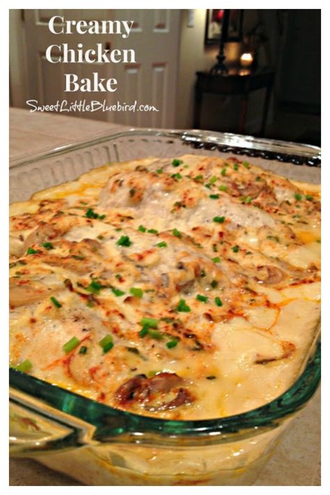 Creamy Chicken Bake Creamy Chicken Bake, Egg Benedict, Bake Chicken, Chicken Bake, Cream Of Mushroom Soup, Cream Of Mushroom, Baked Chicken Breast, Boiled Egg, Chicken Recipes Casserole