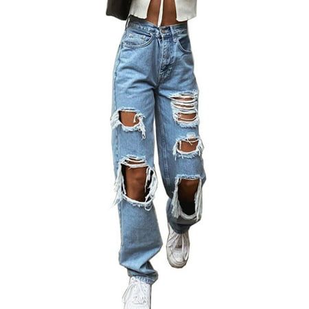 Jins Biru, Baggy Jeans For Women, Pretty Fits, Ripped Jeans Women, Jeans Destroyed, Jean Vintage, Moda Jeans, Denim Pants Women, Loose Fit Jeans