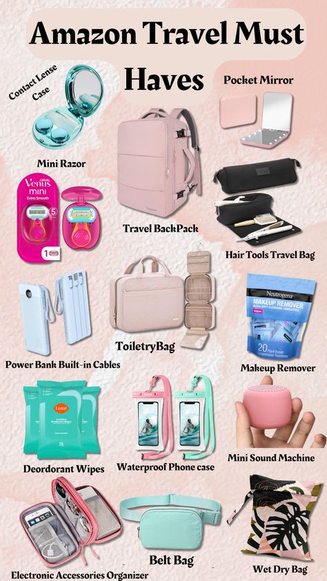 Amazon travel must haves: Discover essential travel products to make your journeys smoother. From packing cubes to portable chargers, find top-rated items that every traveler needs #affiliate Essential For Travel Packing Lists, Flying Essentials Carry On Packing, Travel Packing List For A Week, Airport Must Haves, Carry On Luggage Packing, Carry On Packing List, Amazon Travel Must Haves, Trip Essentials Packing Lists, Road Trip Bag