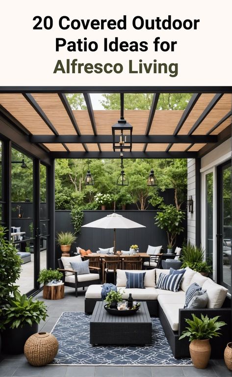 20 Covered Outdoor Patio Ideas For Alfresco Living - Toolz Geek Awning Ideas Patio, Covered Outdoor Patio Ideas, Gazebo Porch, Awning Ideas, Alfresco Living, Patio Awnings, Cedar Shake Roof, Shake Roof, Corrugated Metal Roof