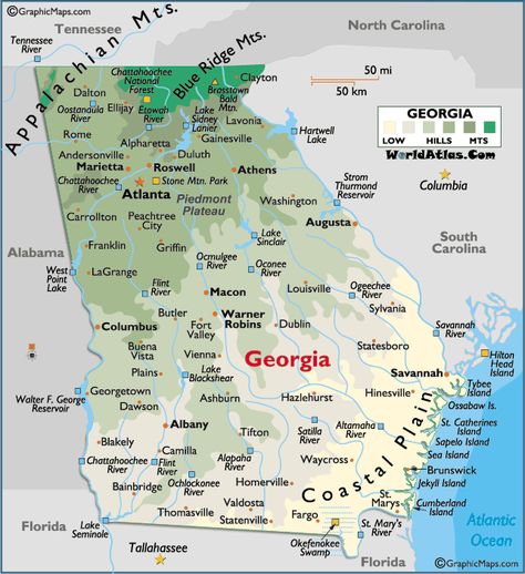 Topographical, Regional and labeled rivers f GA Map Of Georgia, Valdosta Georgia, Georgia History, Georgia Map, Georgia Vacation, State Of Georgia, Georgia Aquarium, Physical Map, Georgia Travel