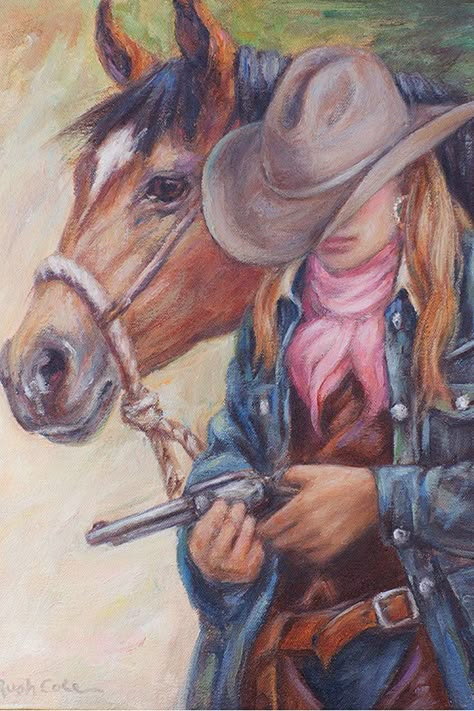 Cowgirl Acrylic Painting, Cowgirl Painting, Aesthetic Boarders Designs, Vibrant Tattoos, Unique Culture, Arte Folk, Western Paintings, Western Artist, Incredible Art