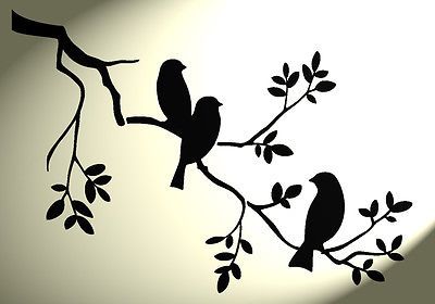 Shabby Chic Stencil 3 birds in tree Rustic Mylar. Vintage style A4 297x210mm Silhouette Arte, Shabby Chic Stencils, Vogel Silhouette, Bird Stencil, Tree Stencil, Watercolor Butterfly, Spring Birds, Silhouette Stencil, Bird Silhouette