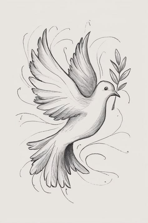 Christian Drawing cute dove Easy Christian Drawings, Dove Sketches, Pencil Sketch Ideas, Peace Drawing, Dove Drawing, Jesus Art Drawing, Christian Drawings, Badass Drawings, Dove Pictures