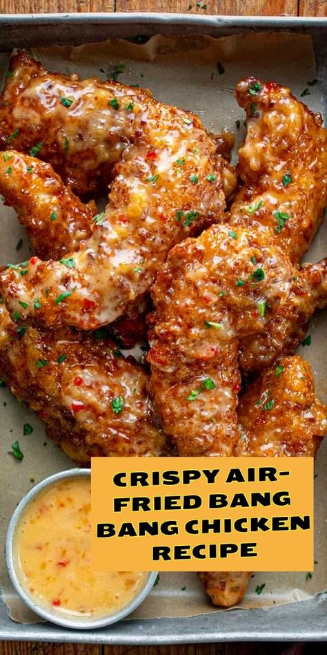 Crispy Air-Fried Bang Bang Chicken Recipe Best Air Fryer Fried Chicken, Easy Chicken Airfryer Recipes, Air Fryer Meal For One, Easy Meals To Make In Air Fryer, Cheese Free Dinner Recipes, Airfryer Chicken Meals, Airfry Chicken Recipe, Chicken Recipes Airfryer, Airfryer Recipes Fun