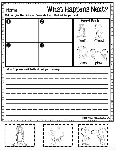 Make a predication worksheet - Color, cut, sequence story events and draw a picture of what you predict will happen next. Then, write a sentence about your predication. Sequence Drawing, Sequence Story, Kinder Centers, Making Predictions, Higher Order Thinking Skills, Draw A Picture, Story Sequencing, Teacher Boards, Homeschool Inspiration