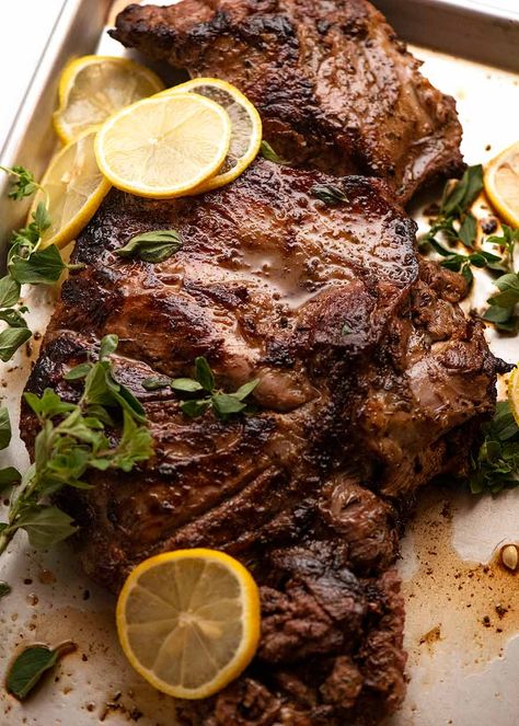 Leg Of Lamb Marinade, Butterflied Lamb Leg, Lamb Recipes Oven, Greek Lamb Recipes, Grilled Leg Of Lamb, Roast In Oven, Greek Marinade, Lamb Marinade, Bbq Lamb