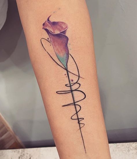 Lily Tattoo Designs, Calla Lily Tattoo, Lilly Tattoo Design, Lilly Flower Tattoo, Lillies Tattoo, Lily Tattoo Design, Lily Flower Tattoos, Ribbon Tattoos, Lily Tattoo