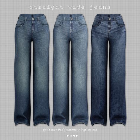 Straight Wide Jeans, Euno Sims, Mods Sims 4, Sims 4 Tsr, Sims 4 Cas Mods, The Sims 4 Pc, Free Sims 4, The Sims 4 Packs, Tumblr Sims 4