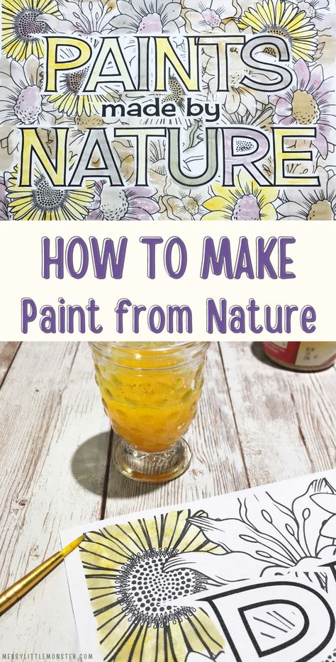 Make Paint With Nature, Diy Paint From Nature, Elementary Nature Activities, Paint With Nature, Paint From Plants, Kindergarten Nature Art, Painting With Natural Materials, Painting With Kindergarteners, How To Make Paint From Nature