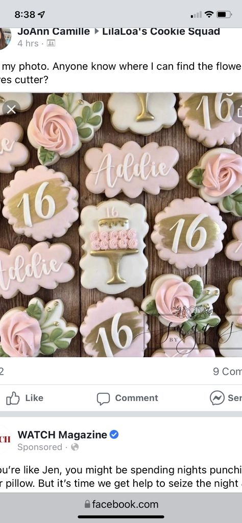 Gold Cookies, Graduation Desserts, Cookies Light, Pink Sweet 16, Sweet Sixteen Birthday Party Ideas, Pink Cookies, Sugar Cookie Royal Icing, Cookie Business, Graduation Cookies