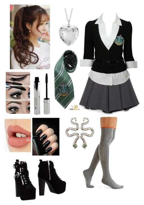 "Myrabelle Slytherin uniform" by joyceunicorn ❤ liked on Polyvore featuring Pin Show, Zara, Forever 21, Elope, Urban Outfitters, Charlotte Tilbury, Ileana Makri, Jeffrey Campbell and Blue Nile Diy Slytherin Costume, Harry Potter Uniform Slytherin, Slytherin Outfit Uniform, Slytherin Outfit Girl, Harry Potter Outfits Slytherin, Slytherin Girl Uniform, Harry Potter Slytherin Outfits, Slytherin Female, Modern Slytherin Outfit