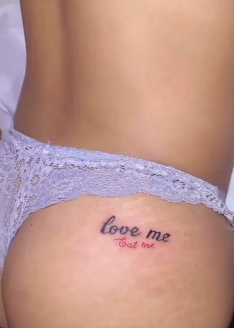 Cute Buttcheek Tattoo, Name Tattoo On Buttcheek, Tattoo Under Bum Cheek, Tattoo On Buttcheek, Under Buttcheek Tattoo Women, Tattoos Under Buttcheeks, Brother And Sister Tattoo Ideas, Sister Tattoo Ideas, Bum Tattoo