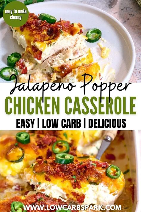 Jalepeno Chicken Casserole Keto, Jalapeno Bacon Chicken, Jalapeno Pepper Chicken Casserole, Jalapeños Popper Chicken Casserole, Jalepeno Chicken Popper Casserole, Healthy Jalapeno Popper Chicken, Dinner Ideas Jalepeno, Jalepeno Stuffed Chicken Recipes, Chicken Jalapeño Popper Casserole