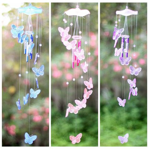 Wind Chimes For Sale, Wind Chimes Sound, Wind Chime Parts, Butterfly Wind Chime, Bell Gardens, Wind Chimes Craft, Butterfly Mobile, Indoor Window, Diy Wind Chimes