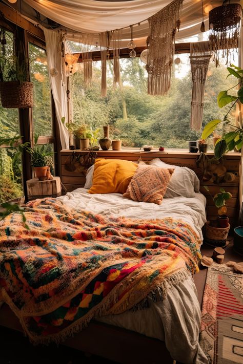 #boho, #bohobedroom, #bedroom, #homeinspo Earthy Room Aesthetic Boho, Hippie Aesthetic Bedroom, Hippie Bedroom Aesthetic, Boho Jungle Bedroom, Lush Bedroom, Bedrooms Boho, Apartment Bedroom Decor For Couples, Vintage Boho Bedroom, Bedroom Decor For Couples Romantic