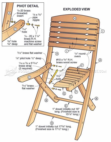 #772 Folding Chair Plans - Furniture Plans Folding Chair Plans, Ercol Dining Chairs, Wooden Chair Plans, Unfinished Wood Furniture, Chair Woodworking Plans, Wooden Folding Chairs, Table Woodworking, Wood Folding Chair, Woodworking Projects Furniture