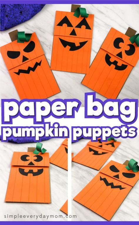 These brown paper bag pumpkin puppets are a fun Halloween craft for kids to do this October. They're fun to make and easy to do since they come with a free printable template. Children can make this craft for school or at home. Great for kindergarten and elementary kids. #simpleeverydaymom #kidsactivities #kidscrafts #craftsforkids #halloween #halloweenideasforkids #halloweencraftsforkids #school #kindergarten #preschool #elementary #pumpkincrafts #jackolanterns Halloween Paper Bags Crafts, Craft For School, Puppet Paper, Paper Animal Crafts, Halloween Paper Bags, Paper Bag Crafts, Puppets For Kids, Paper Bag Puppets, Fun Halloween Crafts