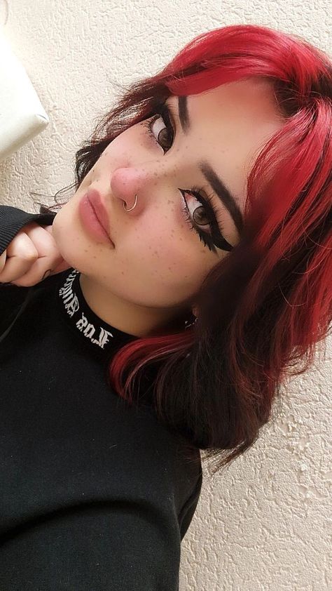 Red Hair With Bangs, Short Dyed Hair, Black Red Hair, Black Hair Aesthetic, Short Red Hair, Red Hair Inspo, Dyed Red Hair, Bright Red Hair, Dyed Hair Inspiration