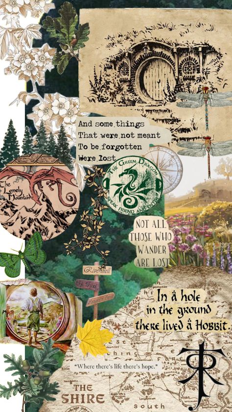 Lord Of The Rings Collage, Cottagecore Wallpaper, Woodland Cottage, Throne Of Glass Books, Cottage Aesthetic, Animation Movie, Matching Wallpaper, Green Dragon, Jrr Tolkien