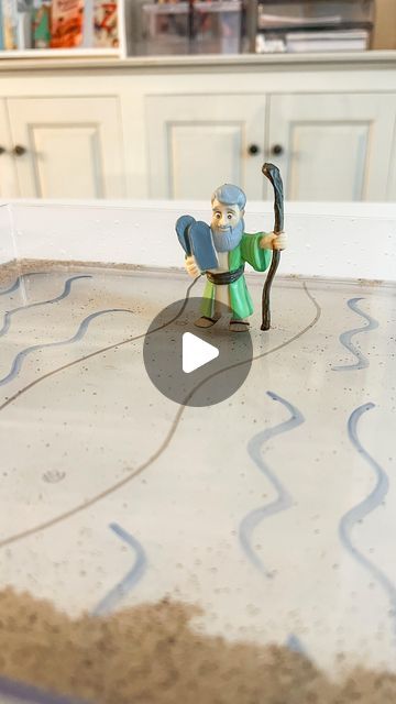 Brittany Hill • Sharing faith-based ideas for kids on Instagram: "I wanna walk like Moses Right through the waves One day I’ll see that promise land, no longer slaves Though the fear is talkin’, no it can’t take out my faith ☺️🤍🙌🏻  LOVED using this simple activity to teach about Moses parting the Red Sea! Comment LINK if you want to purchase the Moses toy!" Parting Red Sea Activity, Moses Parting The Red Sea Activities, Moses Parts The Red Sea Activity, Moses And The Red Sea Activities, Parting Of The Red Sea Activities, Parting The Red Sea Activities, Moses Bible Activities For Kids, Moses And The Red Sea Craft, Moses Activities For Kids