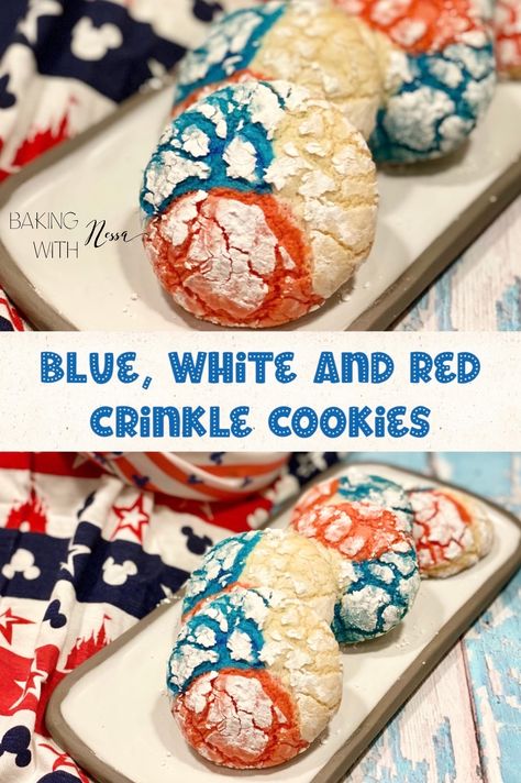 Celebrate France going into the Finals of the FIFA 2022 World Cup with these delicious Patriotic Crinkle Cookies! Red Crinkle Cookies, International Cookies, July Desserts, Fifa 2022, 2022 World Cup, 4th Of July Desserts, Best Christmas Cookies, Crinkle Cookies, 2000 Calories