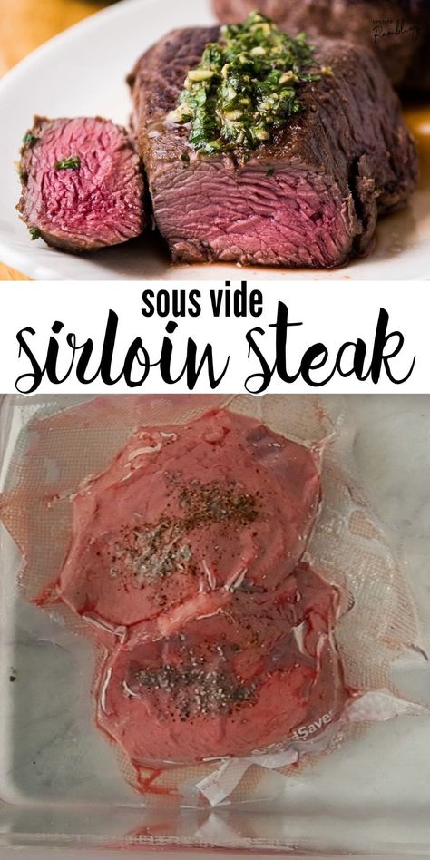 This recipe for sous vide sirloin steak is gives you tender and delicious steak. A sous vide cooker helps you easily make perfectly cooked, restaurant quality steak. Find the best time and temperature for cooking sous vide sirloin steak. Sous Vide Steak Recipe, Sous Vide Filet Mignon, New York Strip Steak, Sous Vide Steak, Top Sirloin, New York Strip, Ny Strip Steak, Hanger Steak, Fillet Steak