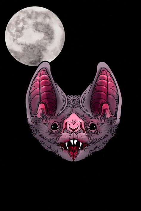 Here is a great gift idea for a friend, girflfriend, boyfriend, relative or family member who loves vampire bats! Design is available on numbers of Halloween apparel items like stickers, magnets, phone cases and tshirts. This is my Halloween artwork done in ink. #bat #halloween #wings #art #illustration #vampirebat Bat Face Drawing, Vampire Bat Drawing, Vampire Bat Face, Vampire Bat Art, Creepy Vampire, Bat Drawing, Bat Face, Bats Design, Halloween Wings