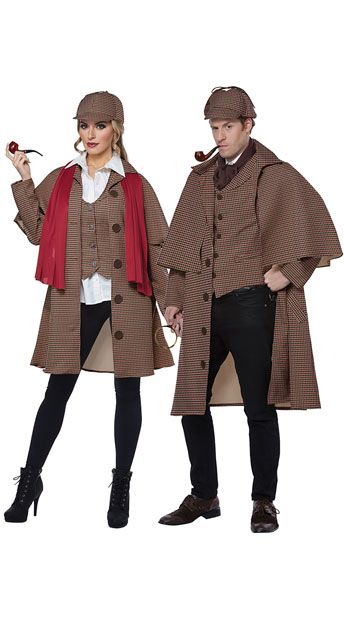 Sherlock Costume, Lady Sherlock, Couples Costumes Halloween, Sherlock Holmes Costume, Zombie Couple Costume, Couples Fancy Dress, Halloween Couple Costumes, Couples Costume Ideas, Detective Costume