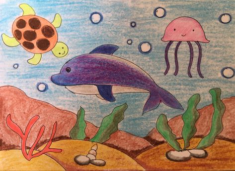 Under The Sea Drawing Easy, Sea Drawing Easy, Under The Sea Drawing, The Sea Drawing, Under The Sea Drawings, Sea Drawing, Drawing Easy, Under The Sea, Easy Drawings