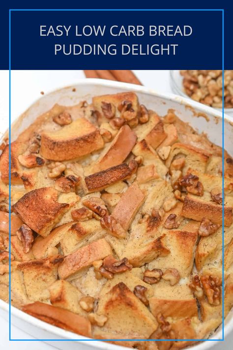 Satisfy your sweet tooth with this easy low carb bread pudding dessert! Made with keto-friendly ingredients like almond milk, heavy cream, cinnamon, and low carb bread, this comforting dish will definitely become a quick favorite. Perfect for a cozy night in or a special occasion, it'll remind you of warm memories while keeping your carbs in check. Try this simple yet scrumptious low carb dessert recipe today and enjoy a guilt-free treat that everyone will love! Low Cal Bread Pudding, Low Carb Bread Pudding, Low Calorie Bread Pudding, Keto Bread Pudding, Easy Low Carb Bread, Bread Pudding Dessert, Low Calorie Bread, Keto Friendly Bread, Air Fryer Cooking Times