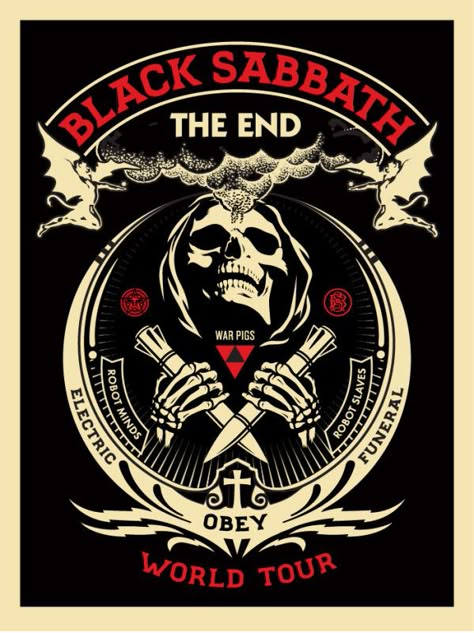 Black Sabbath The End, Arte Heavy Metal, Rock Band Posters, Heavy Metal Art, Tour Poster, Illustration Photo, Shepard Fairey, Music Artwork, Rock N’roll