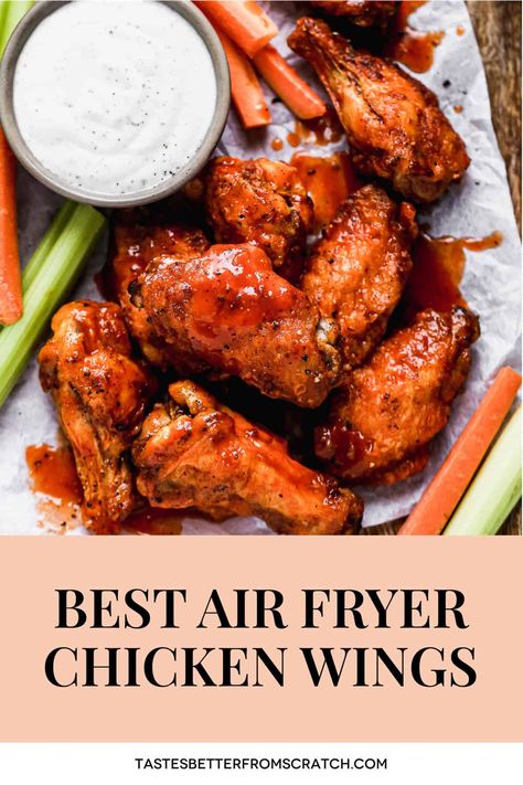 Crispy Air Fryer Chicken Wings, Crispy Air Fryer Chicken, Air Fry Chicken Wings, Air Fryer Wings, Wings Recipes, Frozen Chicken Wings, Tastes Better From Scratch, Fry Chicken, Crispy Wings