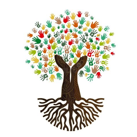 Human hand tree for culture diversity concept. Tree with colorful human hands together. Community team concept illustration for culture diversity, nature care or stock illustration Martin Luther King Activities, Hand Print Art, King Craft, Writing Center Activities, Tree Wall Murals, Business Logos, Human Hands, Handprint Art, Human Hand